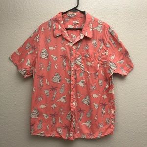Public Access Men’s 100% cotton Coral tropical Hawaiian button up shirt XXL